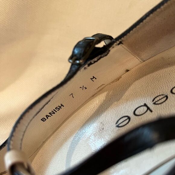 Retro Bebe Pin-Up T-strap Mary Jane black & cream pumps slight platform SZ 7.5 - Picture 6 of 12